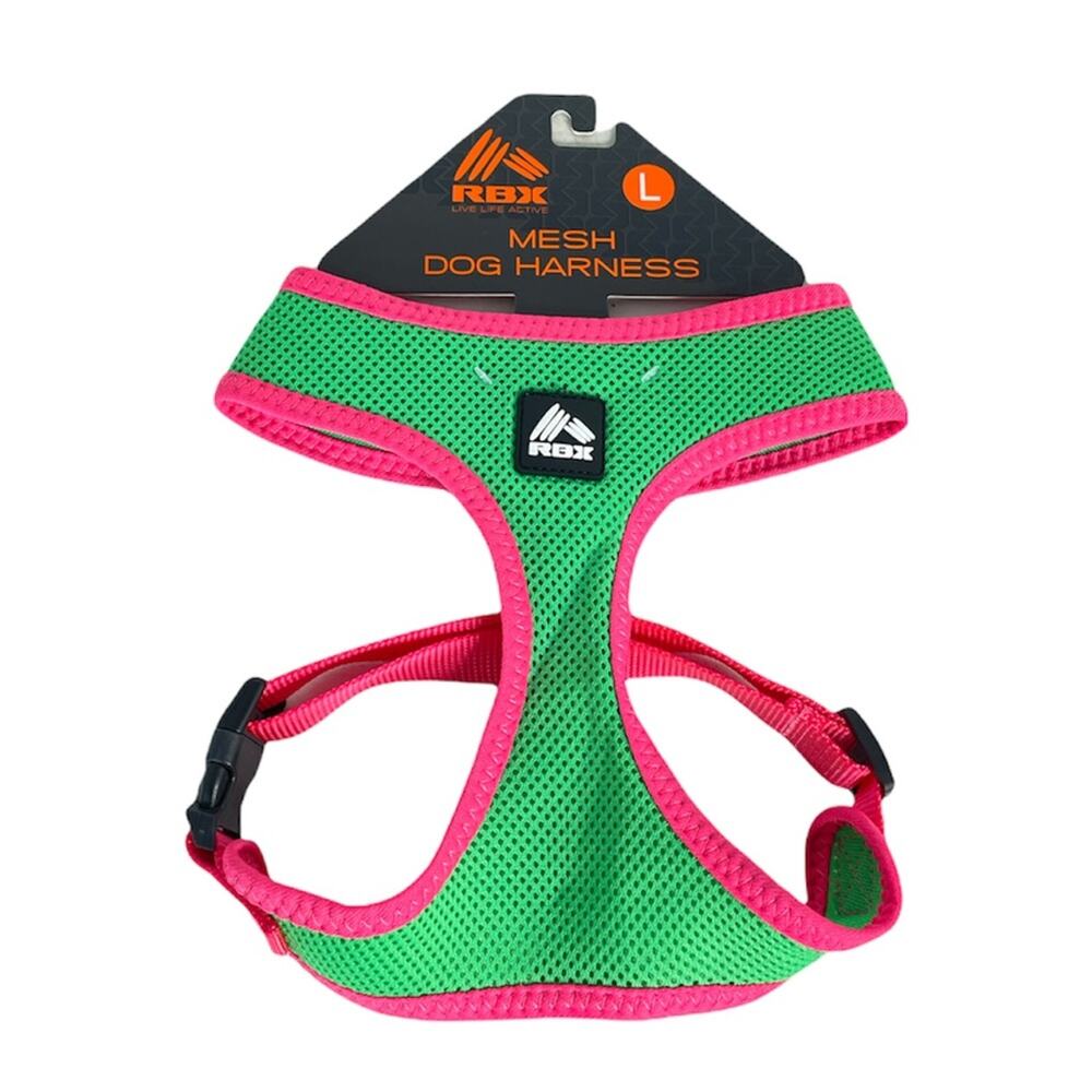 RBX Mesh Dog Harness Green Pink Size Large